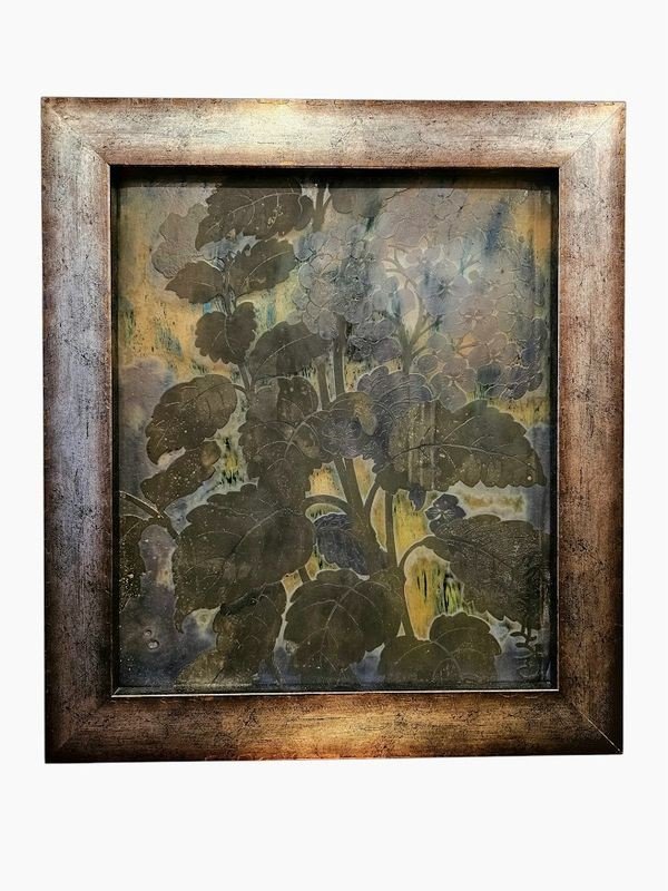 Emile Gallé Art Nouveau Wall Plaque "hydrangeas"