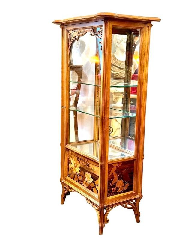 Emile Gallé Art Nouveau Display Case "clematis"-photo-2