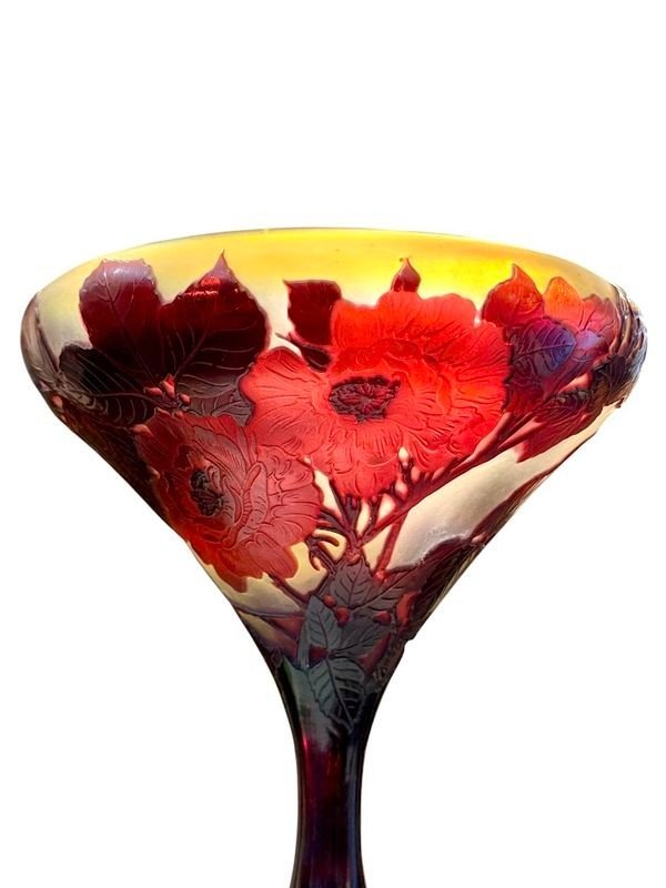 Emile Gallé Art Nouveau Cup "hollyhocks"-photo-2