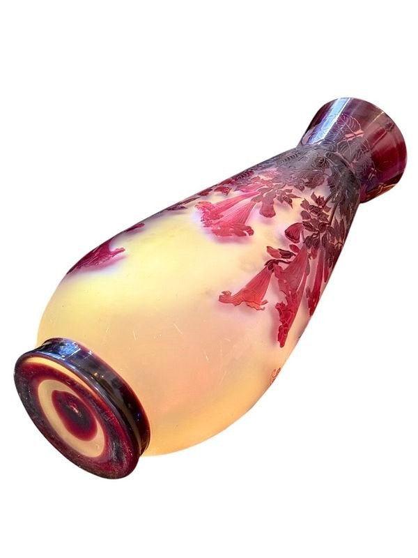 Emile Gallé Important Art Nouveau Vase "red Bignones"-photo-1