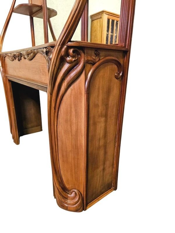 Art Nouveau Fireplace "ornate Moldings And Woody Stems"-photo-4