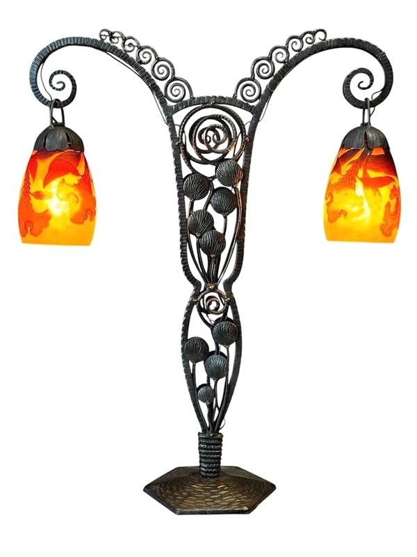 Daum Nancy Double Lamp "cockscombs"-photo-3