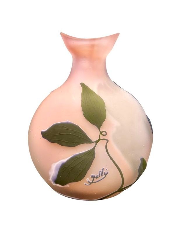 Emile Gallé Vase Gourde Art Nouveau "Clématites"-photo-2
