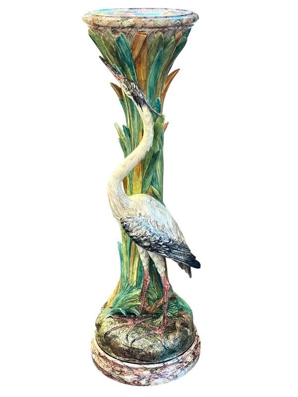 Delphin Massier Grand Complete Art Nouveau "heron And Butterflies"-photo-1