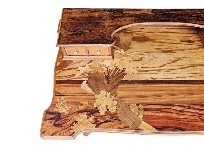 Emile Gallé Art Nouveau Desk "aux Ombelles"-photo-4
