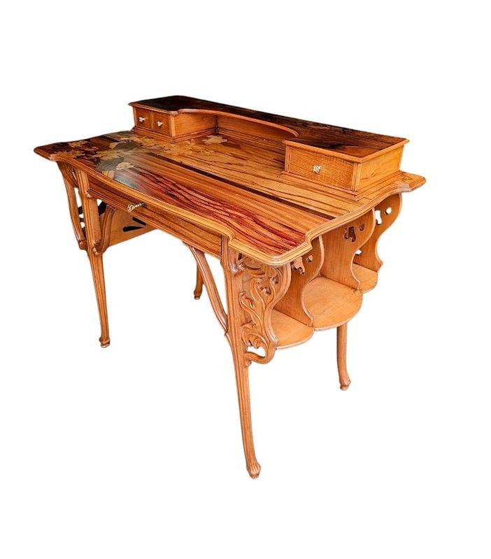 Emile Gallé Art Nouveau Desk "aux Ombelles"-photo-6