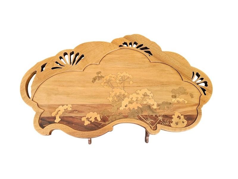 Emile Gallé Art Nouveau Pedestal Table "aux Ombelles"-photo-2