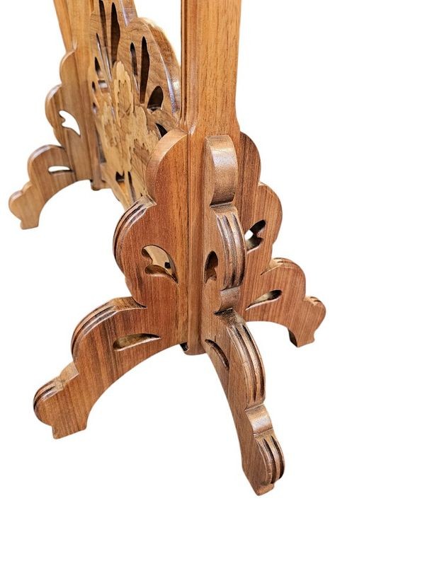 Emile Gallé Art Nouveau Pedestal Table "aux Ombelles"-photo-3