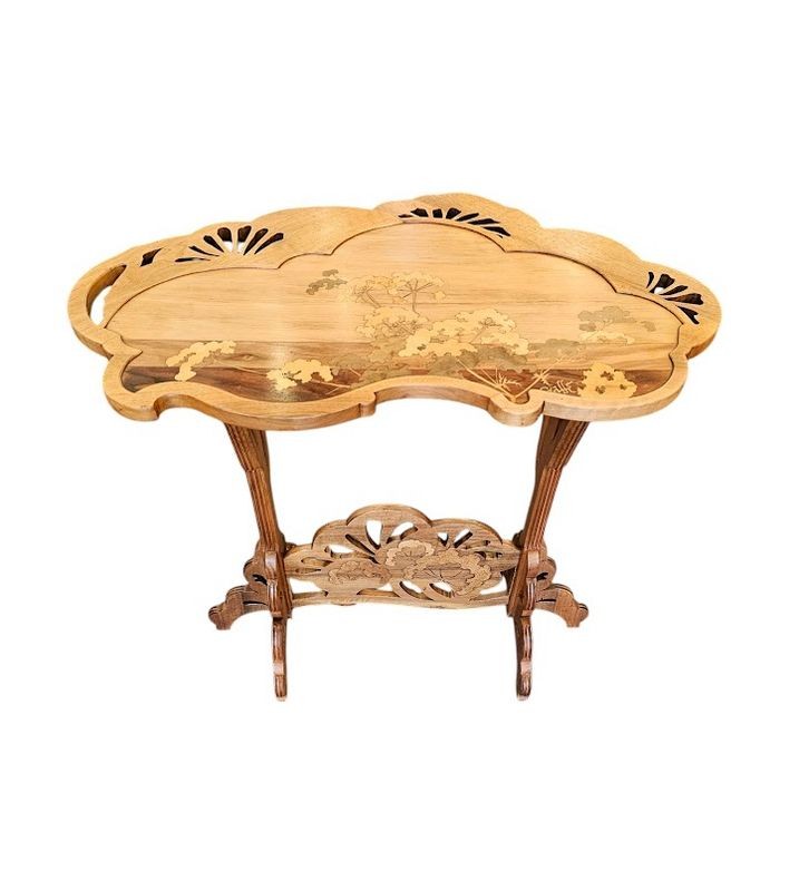 Emile Gallé Art Nouveau Pedestal Table "aux Ombelles"