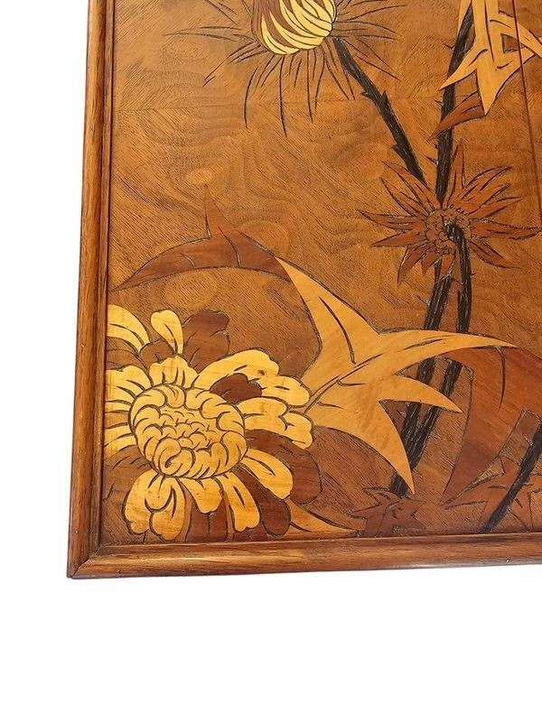 Emile Gallé Table à Jeux Art nouveau "Chardons"-photo-4