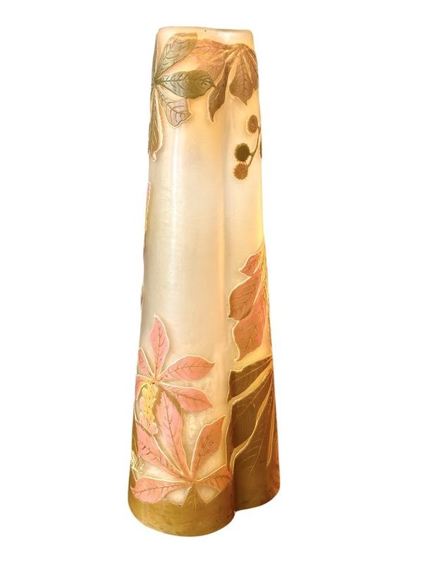 Emile Gallé Grand Vase Art Nouveau "Feuilles de Marronnier"-photo-2