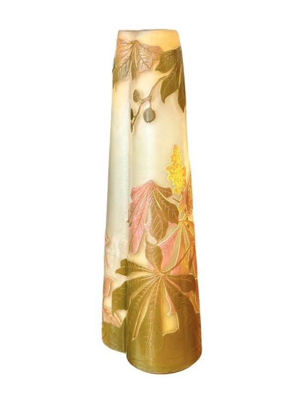 Emile Gallé Grand Vase Art Nouveau "Feuilles de Marronnier"-photo-3