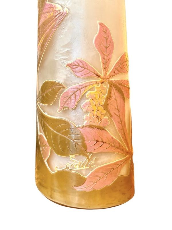 Emile Gallé Grand Vase Art Nouveau "Feuilles de Marronnier"-photo-2