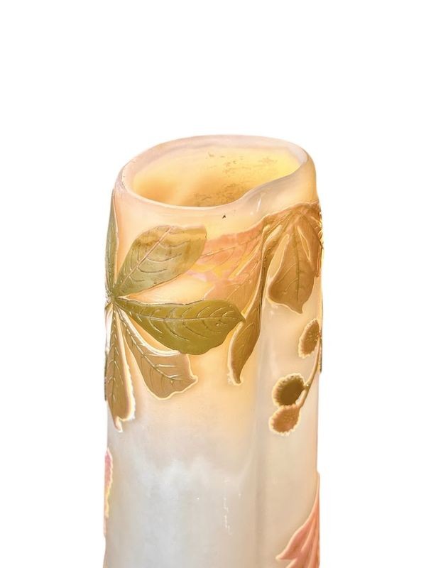 Emile Gallé Grand Vase Art Nouveau "Feuilles de Marronnier"-photo-3