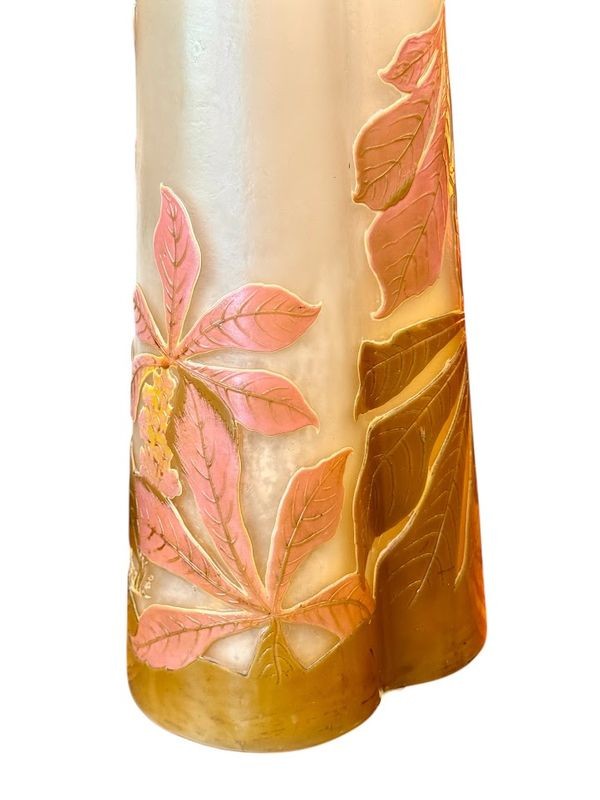 Emile Gallé Grand Vase Art Nouveau "Feuilles de Marronnier"-photo-4