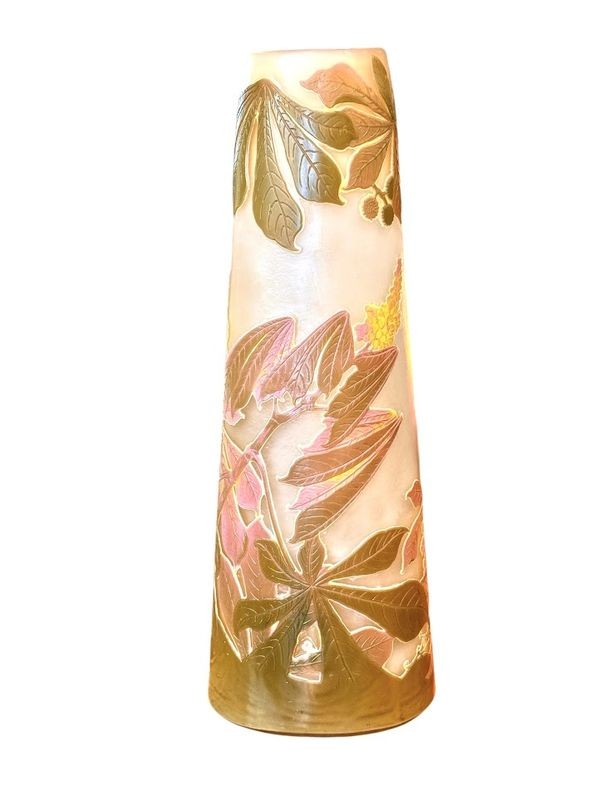 Emile Gallé Grand Vase Art Nouveau "Feuilles de Marronnier"-photo-7