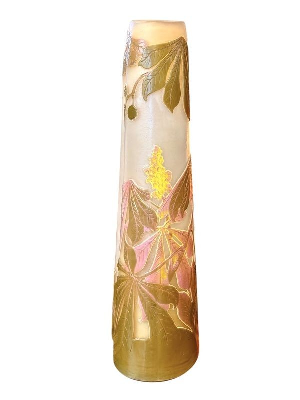 Emile Gallé Grand Vase Art Nouveau "Feuilles de Marronnier"-photo-8