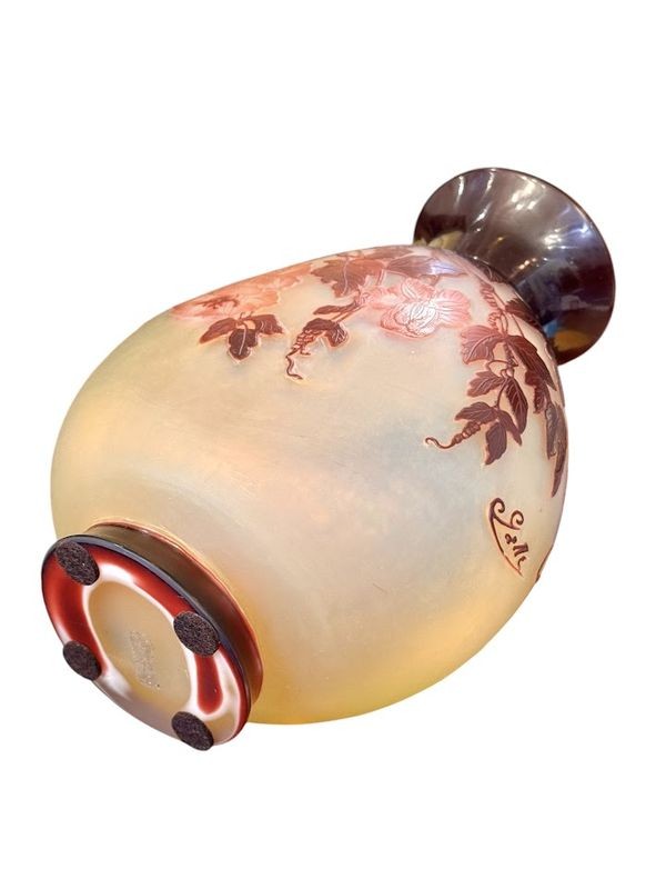 Emile Gallé Art Nouveau Vase "red Cobeas"-photo-2