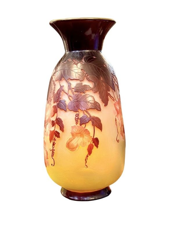 Emile Gallé Art Nouveau Vase "red Cobeas"-photo-5