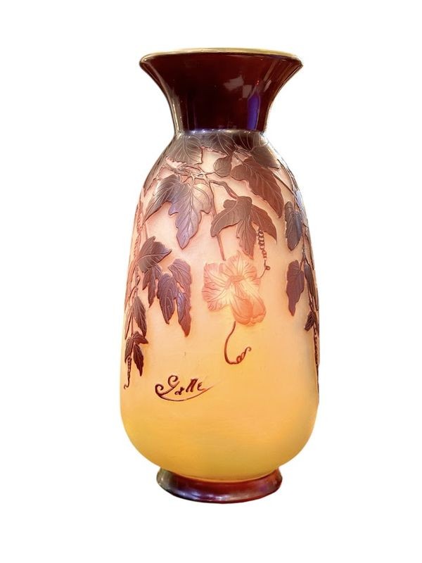 Emile Gallé Art Nouveau Vase "red Cobeas"-photo-6