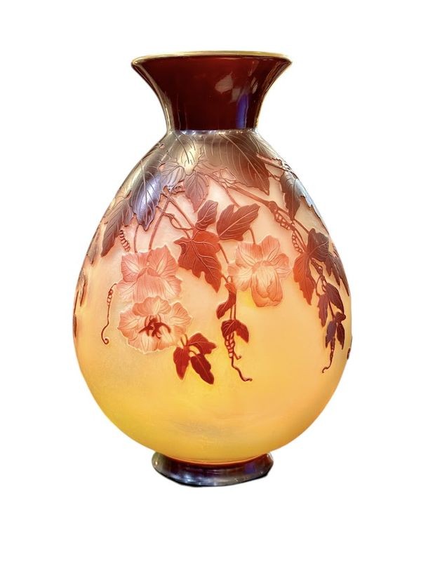 Emile Gallé Art Nouveau Vase "red Cobeas"