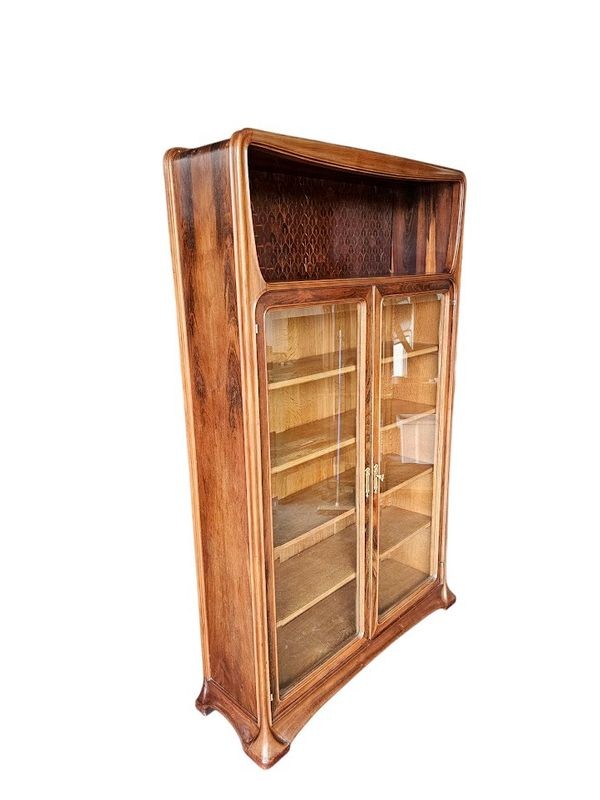 Louis Majorelle Art Nouveau Display Case "peacock Feathers"-photo-2