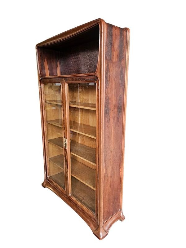 Louis Majorelle Art Nouveau Display Case "peacock Feathers"-photo-3