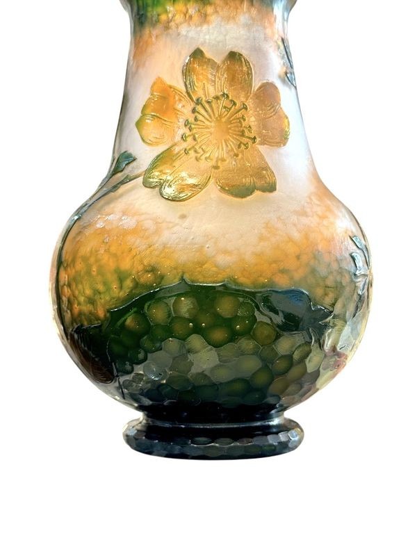 Daum Nancy Hammered Vase "wild Roses"-photo-6
