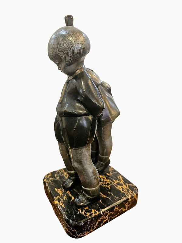 Alexandre Kelety Bronze Art Deco "Secrets D'enfance"-photo-1