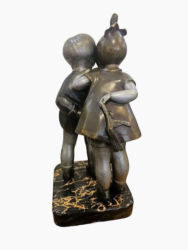 Alexandre Kelety Bronze Art Deco "Secrets D'enfance"-photo-3