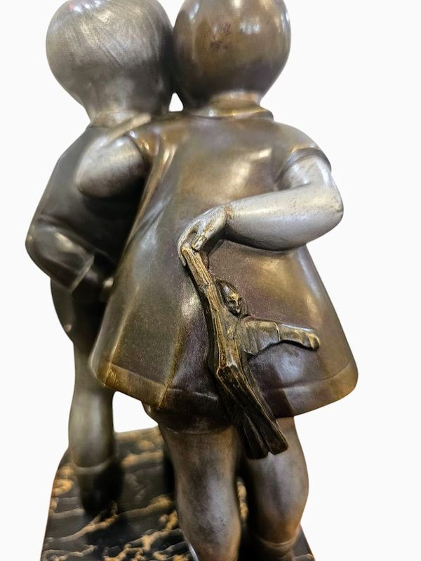 Alexandre Kelety Bronze Art Deco "Secrets D'enfance"-photo-4