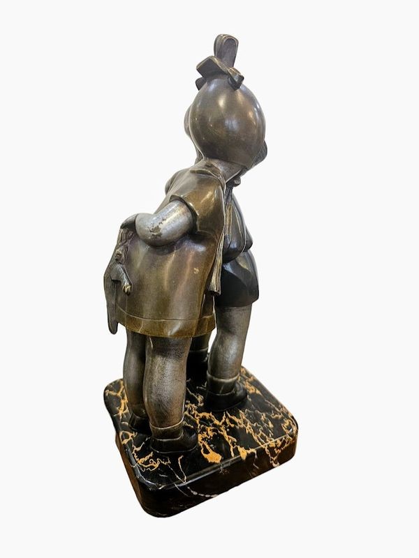 Alexandre Kelety Bronze Art Deco "Secrets D'enfance"-photo-5