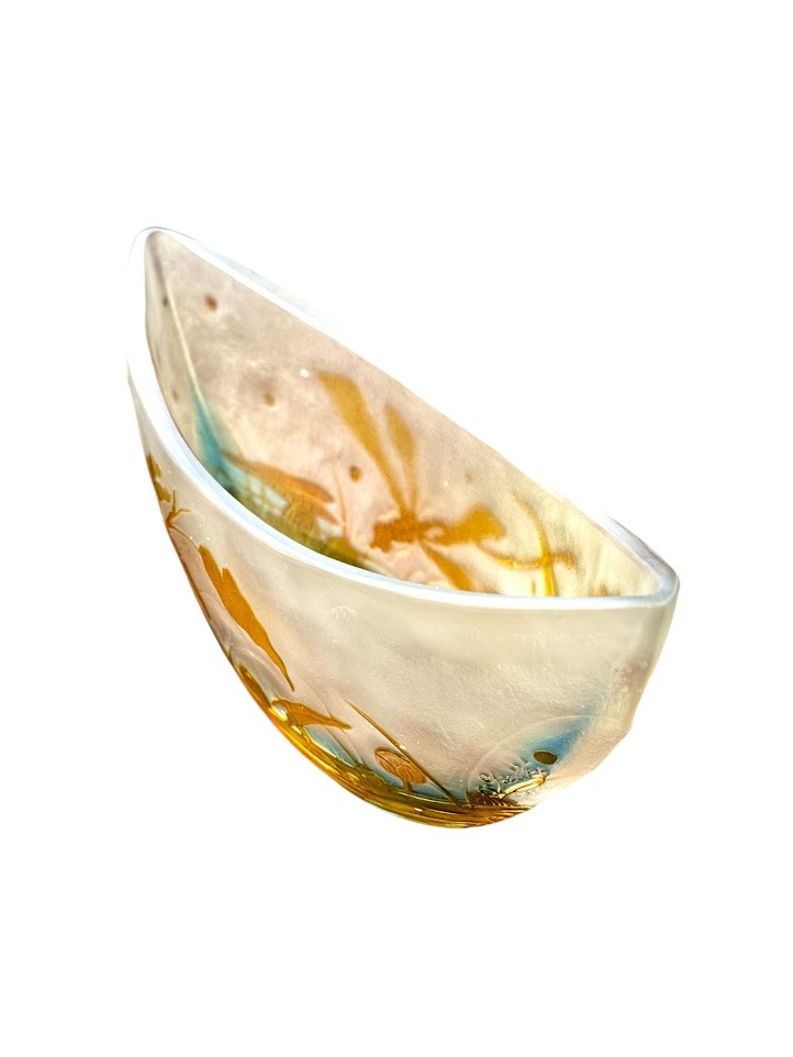 Emile Gallé Art Nouveau "dragonfly" Navette Cup-photo-3