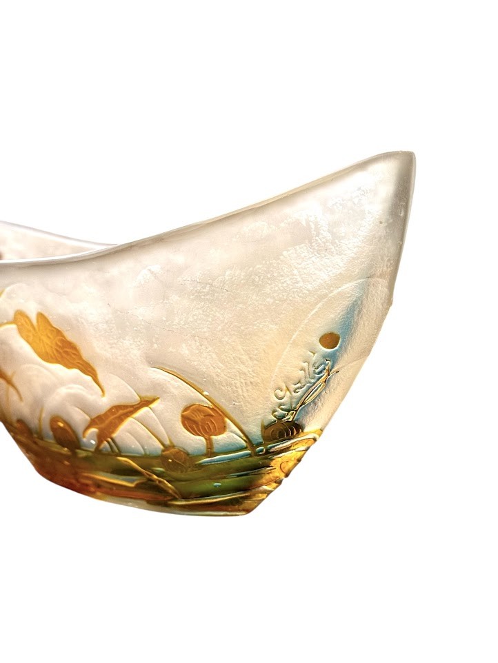 Emile Gallé Art Nouveau "dragonfly" Navette Cup-photo-4