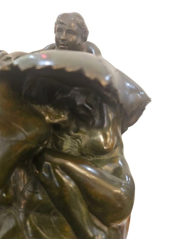 Jean Coulon Sculpture Bronze Art Nouveau "Feuilles de Vigne et Nymphes"-photo-4