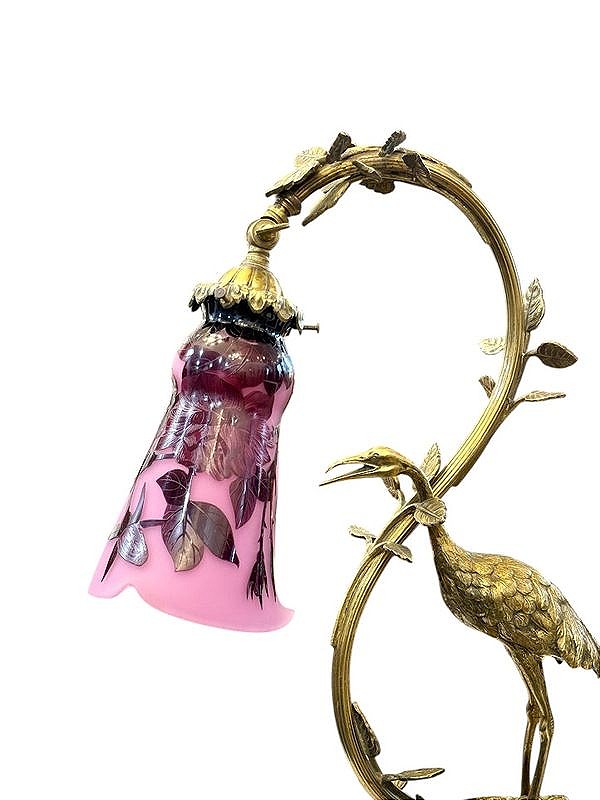 André Delatte Lampe à Poser "Echassier Et Roses"-photo-1