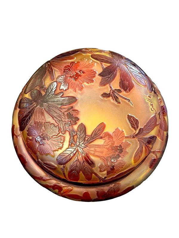 Bonbonnière Gallé Art Nouveau "Bignone Rouge"-photo-2