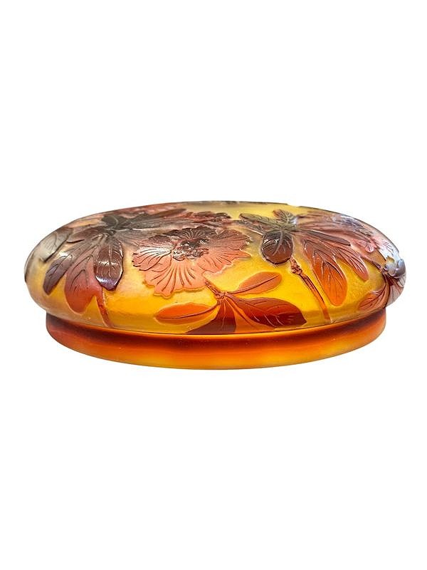 Bonbonnière Gallé Art Nouveau "Bignone Rouge"-photo-5