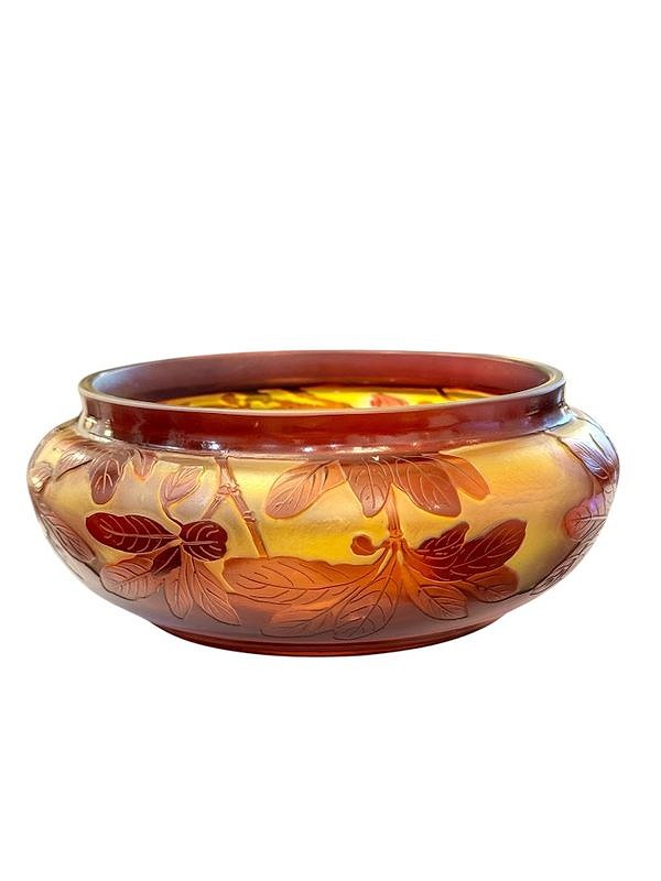 Bonbonnière Gallé Art Nouveau "Bignone Rouge"-photo-6