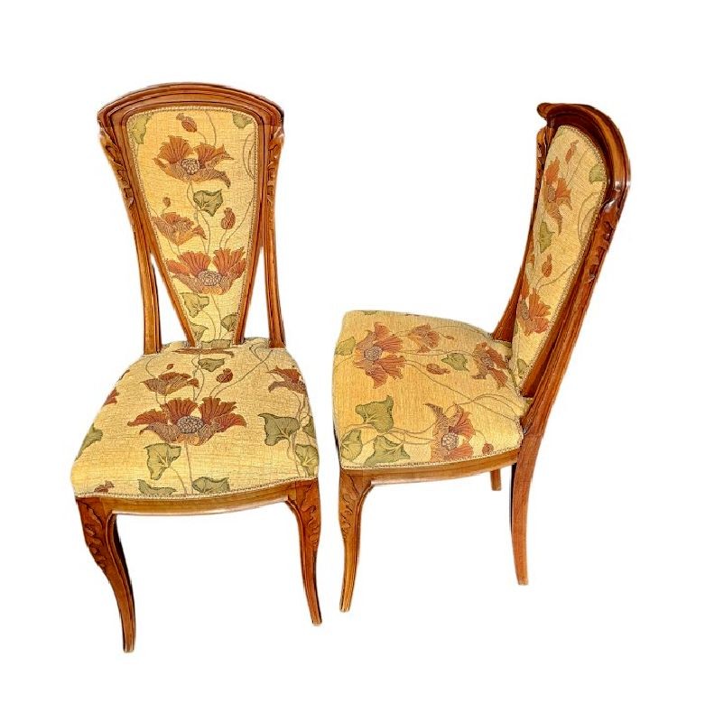 Louis Majorelle Paire de Chaises Art Nouveau "Chicorée"-photo-1