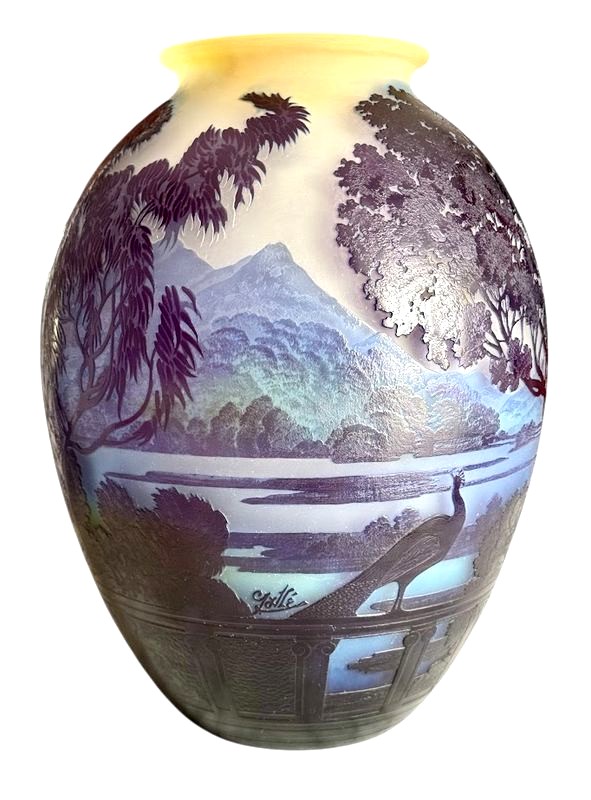 Emile Gallé Vase Art Nouveau "Lac De Come"-photo-3