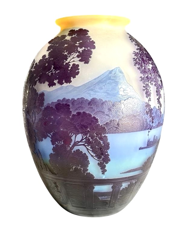 Emile Gallé Vase Art Nouveau "Lac De Come"-photo-4