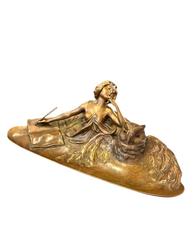 Franz Bergman Art Nouveau Bronze Inkwell From Vienna-photo-2