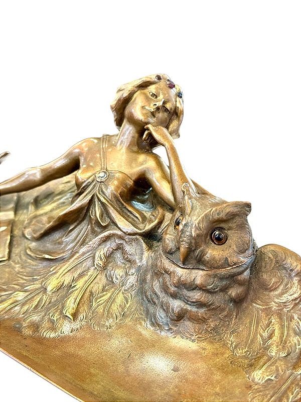 Franz Bergman Art Nouveau Bronze Inkwell From Vienna-photo-1