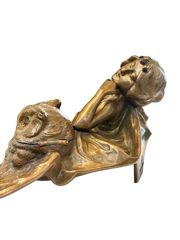 Franz Bergman Art Nouveau Bronze Inkwell From Vienna-photo-4
