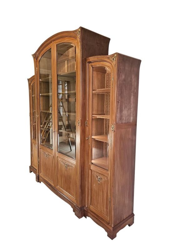 Georges Nowak Importante Bibliothèque Art Nouveau "Aux Orchidées"-photo-2