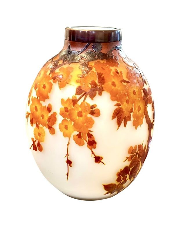 Emile Gallé Vase Art Nouveau "Fleurs de  Pommiers de Japon"-photo-3
