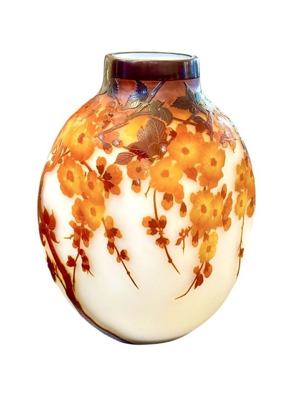 Emile Gallé Vase Art Nouveau "Fleurs de  Pommiers de Japon"-photo-4