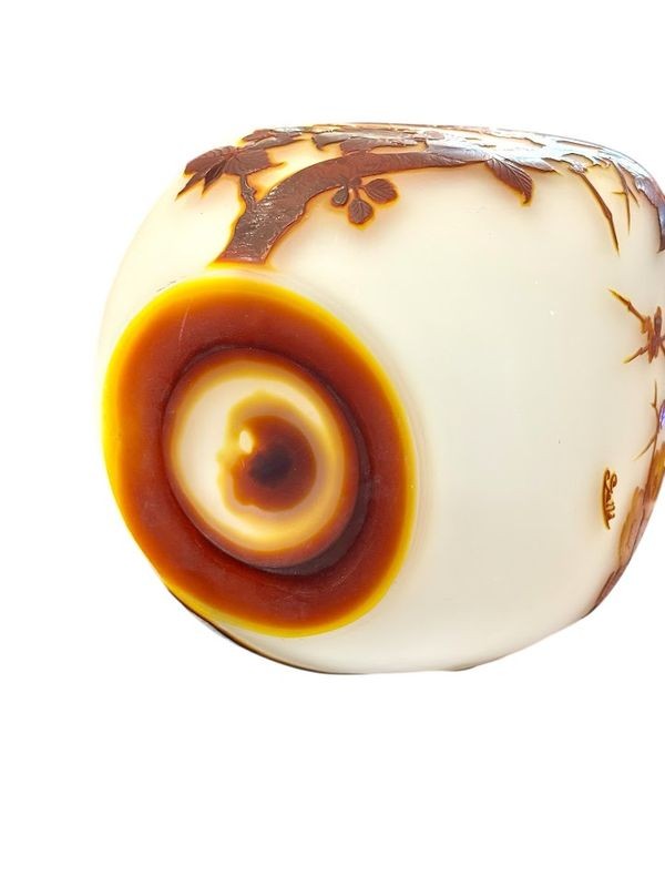 Emile Gallé Vase Art Nouveau "Fleurs de  Pommiers de Japon"-photo-2