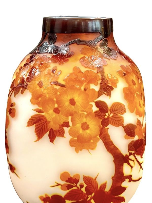 Emile Gallé Vase Art Nouveau "Fleurs de  Pommiers de Japon"-photo-4